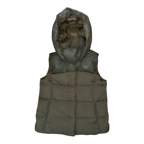The North Face Green Quilted Hooded Vest - Picture 1 of 6